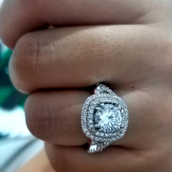 Designer Silver/Rose Gold Round Diamond Ring - Picture 5 of 5